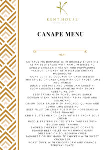 Canape Menu Kent House Knightsbridge