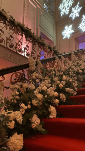 Floral staircase at Kent House Knightsbridge