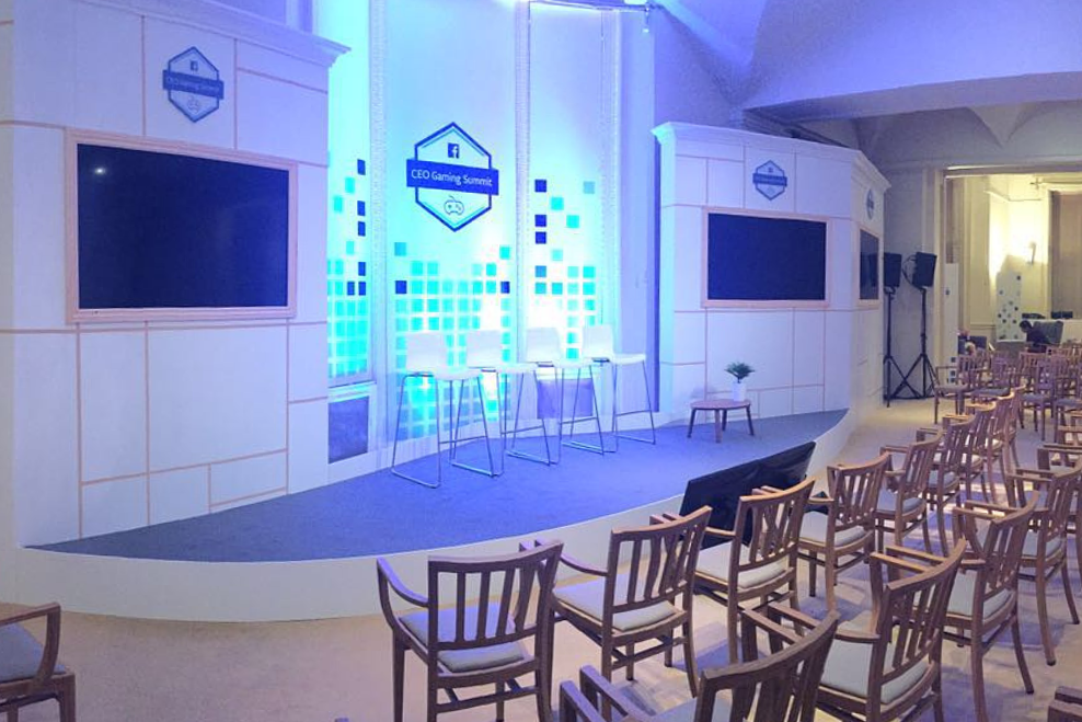 Bespoke stage for gaming summit at London venue Kent House Knightsbridge