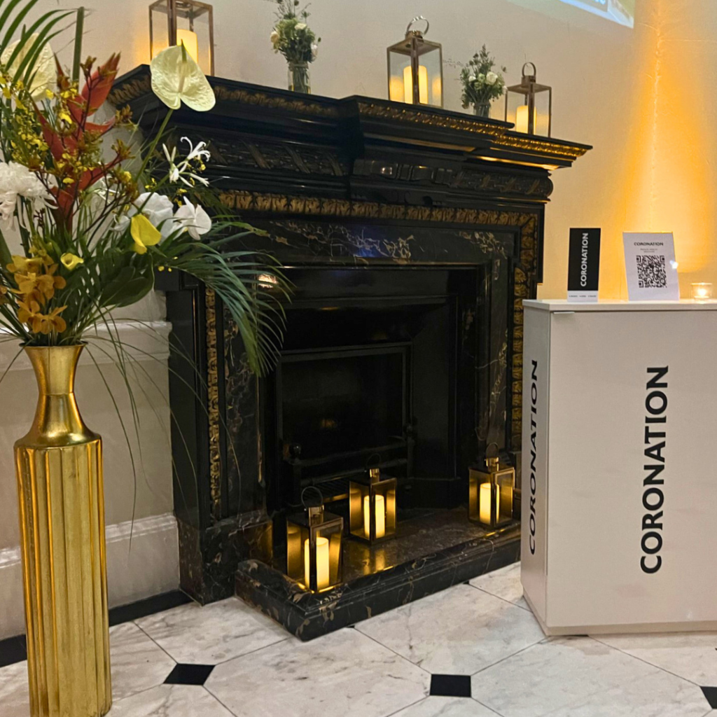 Sponsors plinths in the Marble Reception at Kent House Knightsbridge
